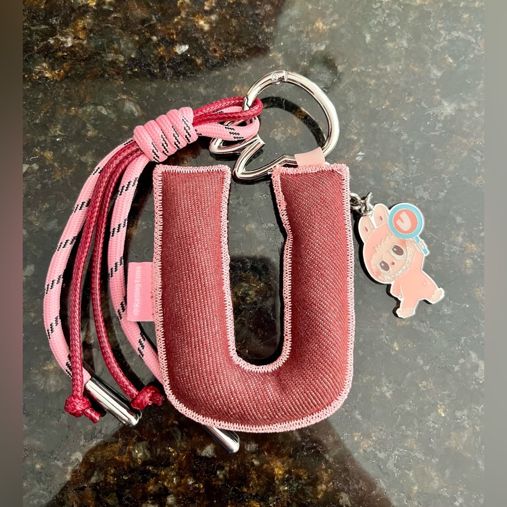 Labubu letter initial keychain, letter U